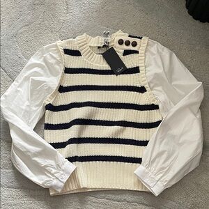 Rails Cream and Navy Striped Sweater